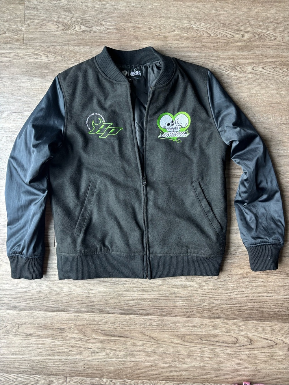 Broken Promises Cybernetic Black Varsity Jacket